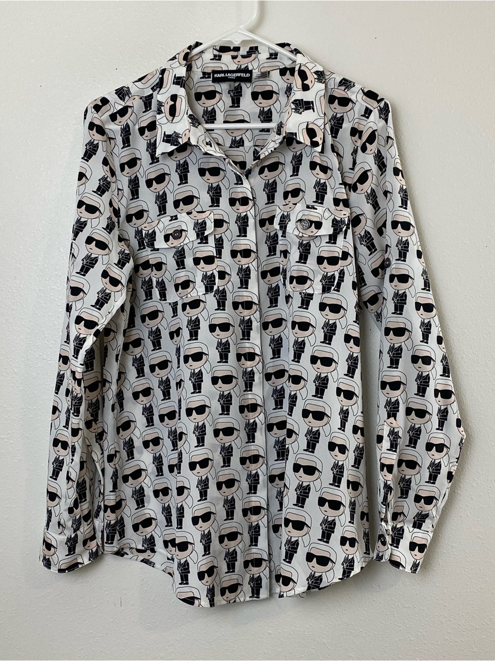 SOLD Karl Lagerfeld Paris All Over Print Blouse - Picture 2 of 15